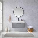 Vinnova Design Vegadeo 36" Single Sink Bath Vanity in Grey with White One-Piece Composite Stone Sink Top and Mirror