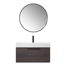 Vinnova Design Vegadeo 36" Single Sink Bath Vanity in Grey with White One-Piece Composite Stone Sink Top and Mirror