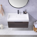 Vinnova Design Vegadeo 36" Single Sink Bath Vanity in Grey with White One-Piece Composite Stone Sink Top and Mirror