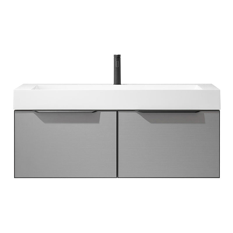 Vinnova Design Vegadeo 48" Single Sink Bath Vanity in Grey with White One-Piece Composite Stone Sink Top and Mirror