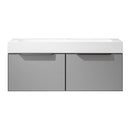 Vinnova Design Vegadeo 48" Single Sink Bath Vanity in Grey with White One-Piece Composite Stone Sink Top and Mirror