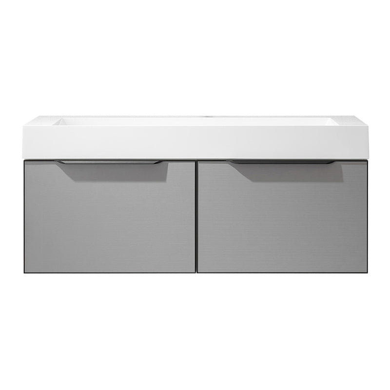 Vinnova Design Vegadeo 48" Single Sink Bath Vanity in Grey with White One-Piece Composite Stone Sink Top and Mirror