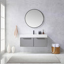 Vinnova Design Vegadeo 48" Single Sink Bath Vanity in Grey with White One-Piece Composite Stone Sink Top and Mirror