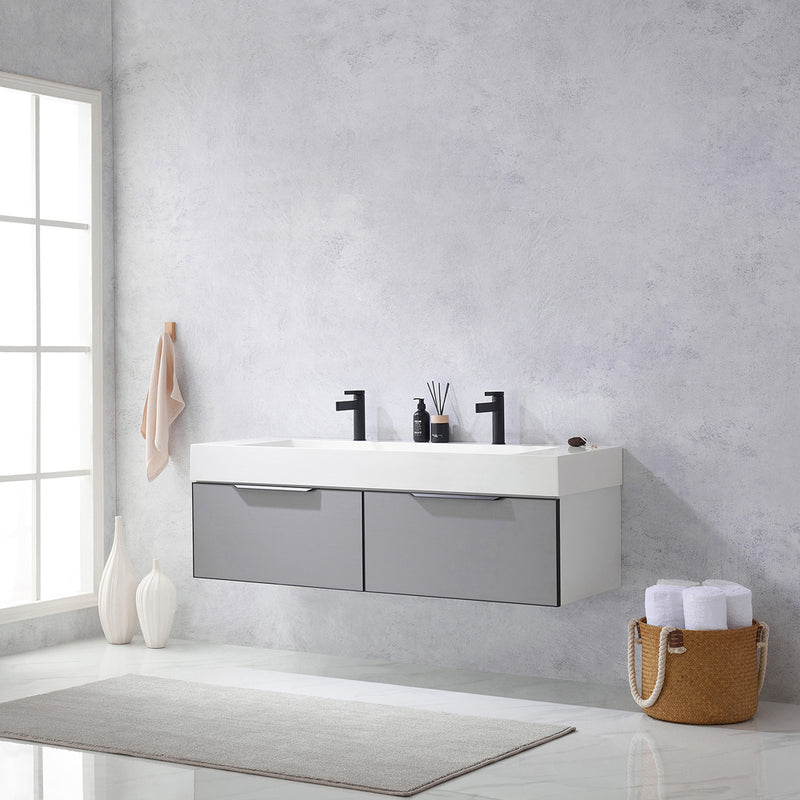 Vinnova Design Vegadeo 60" Double Sink Bath Vanity with White One-Piece Composite Stone Sink Top