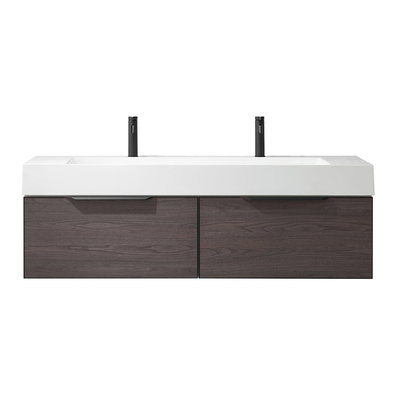 Vinnova Design Vegadeo 60" Double Sink Bath Vanity with White One-Piece Composite Stone Sink Top