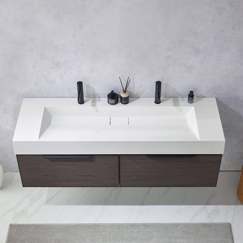 Vinnova Design Vegadeo 60" Double Sink Bath Vanity with White One-Piece Composite Stone Sink Top