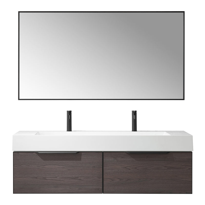 Vinnova Design Vegadeo 60" Double Sink Bath Vanity with White One-Piece Composite Stone Sink Top