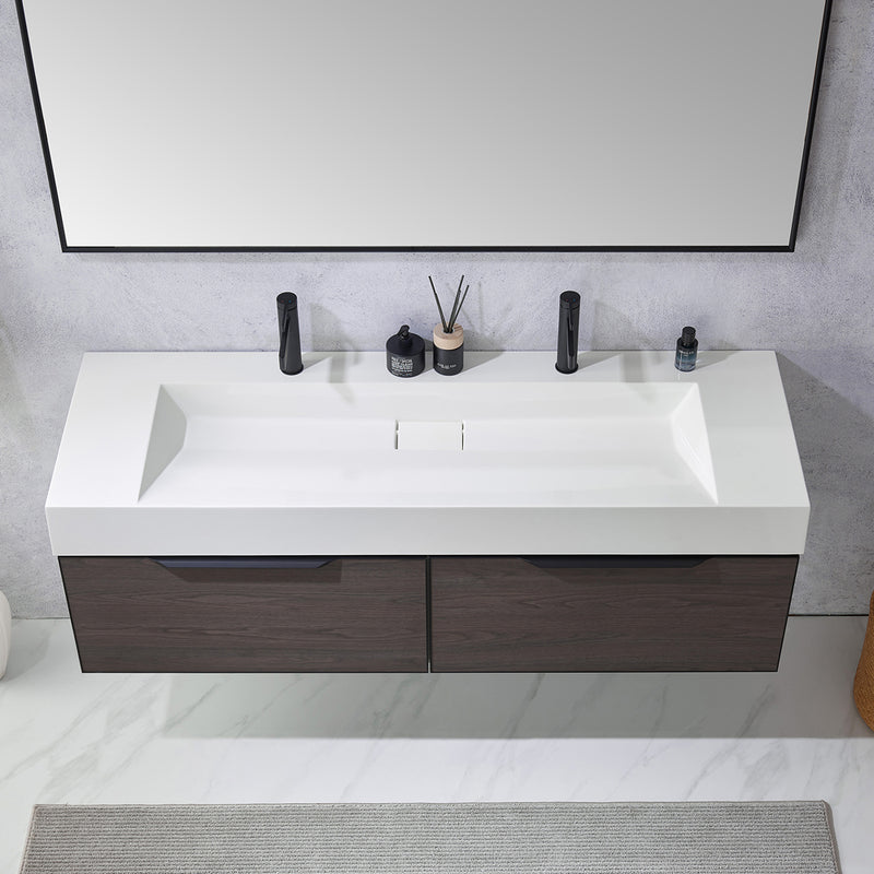 Vinnova Design Vegadeo 60" Double Sink Bath Vanity with White One-Piece Composite Stone Sink Top