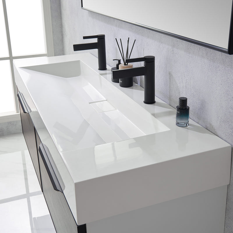 Vinnova Design Vegadeo 60" Double Sink Bath Vanity with White One-Piece Composite Stone Sink Top