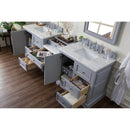 James Martin De Soto 94" Double Vanity Set Silver Gray with Makeup Table 3 cm Arctic Fall Solid Surface Top 825-V94-SL-DU-AF