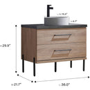 Trento 36" Single Sink-C Bath Vanity in North American Oak with Black Sintered Stone Top with Circular Concrete Sink