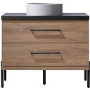 Trento 36" Single Sink-C Bath Vanity in North American Oak with Black Sintered Stone Top with Circular Concrete Sink