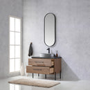 Trento 36" Single Sink-C Bath Vanity in North American Oak with Black Sintered Stone Top with Circular Concrete Sink