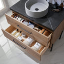 Trento 36" Single Sink-C Bath Vanity in North American Oak with Black Sintered Stone Top with Circular Concrete Sink