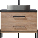 Trento 36" Single Sink-O Bath Vanity in North American Oak with Black Sintered Stone Top with Oval Concrete Sink