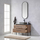 Trento 36" Single Sink-O Bath Vanity in North American Oak with Black Sintered Stone Top with Oval Concrete Sink