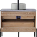 Trento 36" Single Sink-R Bath Vanity in North American Oak with Black Sintered Stone Top with Circular Concrete Sink