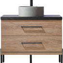 Trento 36" Single Sink-R Bath Vanity in North American Oak with Black Sintered Stone Top with Circular Concrete Sink