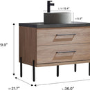 Trento 36" Single Sink-R Bath Vanity in North American Oak with Black Sintered Stone Top with Circular Concrete Sink