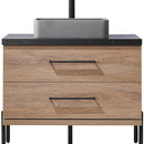 Trento 36" Single Sink-S Bath Vanity in North American Oak with Black Sintered Stone Top with Rectangular Concrete Sink