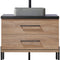 Trento 36" Single Sink-S Bath Vanity in North American Oak with Black Sintered Stone Top with Rectangular Concrete Sink