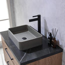 Trento 36" Single Sink-S Bath Vanity in North American Oak with Black Sintered Stone Top with Rectangular Concrete Sink