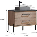 Trento 36" Single Sink-S Bath Vanity in North American Oak with Black Sintered Stone Top with Rectangular Concrete Sink