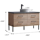 Trento 48" Single Sink-Bath Vanity in North American Oak with Black Sintered Stone Top with Circular Concrete Sink