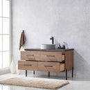 Trento 48" Single Sink-Bath Vanity in North American Oak with Black Sintered Stone Top with Circular Concrete Sink