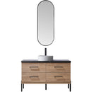 Trento 48" Single Sink-Bath Vanity in North American Oak with Black Sintered Stone Top with Circular Concrete Sink