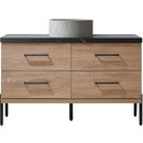 Trento 48" Single Sink-Bath Vanity in North American Oak with Black Sintered Stone Top Circular Concrete Sink