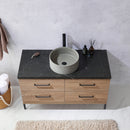 Trento 48" Single Sink-Bath Vanity in North American Oak with Black Sintered Stone Top Circular Concrete Sink