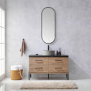 Trento 48" Single Sink-Bath Vanity in North American Oak with Black Sintered Stone Top Circular Concrete Sink