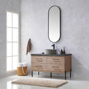 Trento 48" Single Sink-Bath Vanity in North American Oak with Black Sintered Stone Top Circular Concrete Sink