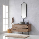 Trento 48" Single Sink-Bath Vanity in North American Oak with Black Sintered Stone Top Circular Concrete Sink