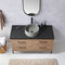 Trento 48" Single Sink-Bath Vanity in North American Oak with Black Sintered Stone Top Circular Concrete Sink