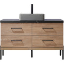 Trento 48" Single Sink-Bath Vanity in North American Oak with Black Sintered Stone Top Rectangular Concrete Sink