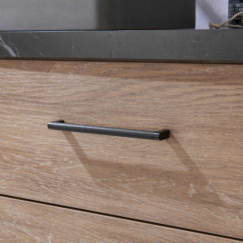 Trento 48" Single Sink-Bath Vanity in North American Oak with Black Sintered Stone Top Rectangular Concrete Sink