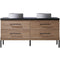 Trento 60" Double Sink-C Bath Vanity in North American Oak with Black Sintered Stone Top Circular Concrete Sink