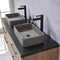 Trento 60" Double Sink-Bath Vanity in North American Oak with Black Sintered Stone Top Rectangular Concrete Sink