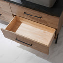 Trento 60" Double Sink-Bath Vanity in North American Oak with Black Sintered Stone Top Rectangular Concrete Sink