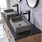 Trento 60" Double Sink-Bath Vanity in North American Oak with Black Sintered Stone Top Rectangular Concrete Sink