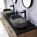 Trento 72" Double Sink-O Bath Vanity in North American Oak with Black Sintered Stone Top Oval Concrete Sink