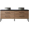 Trento 72" Double Sink-R Bath Vanity in North American Oak with Black Sintered Stone Top Circular Concrete Sink