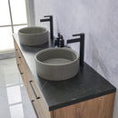 Trento 72" Double Sink-R Bath Vanity in North American Oak with Black Sintered Stone Top Circular Concrete Sink