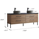 Trento 72" Double Sink-R Bath Vanity in North American Oak with Black Sintered Stone Top Circular Concrete Sink