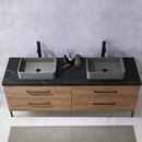 Trento 72" Double Sink-S Bath Vanity in North American Oak with Black Sintered Stone Top Rectangular Concrete Sink