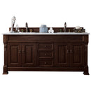 James Martin Brookfield 72" Burnished Mahogany Double Vanity with 3 cm Arctic Fall Solid Surface Top 147-114-5761-3AF