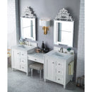 James Martin Copper Cove Encore 86" Double Vanity Set Bright White with Makeup Table 3 cm Classic White Quartz Top 301-V86-BW-DU-3CLW