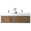 James Martin Mercer Island 59" Double Vanity Latte Oak with Glossy White Composite Top 389-V59D-LTO-A-GW